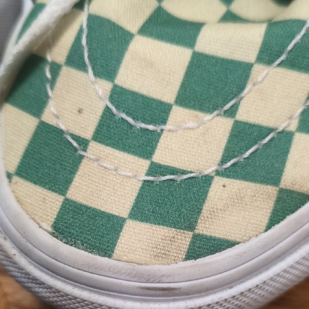 Vans Women's Green and White Checkerboard Sneakers - Picture 5 of 5